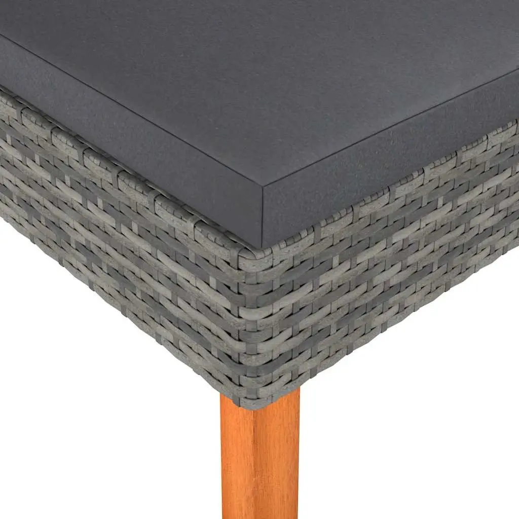 Outdoor Footstool Relaxation Grey PE Rattan Steel Frame Eucalyptus Wood Legs