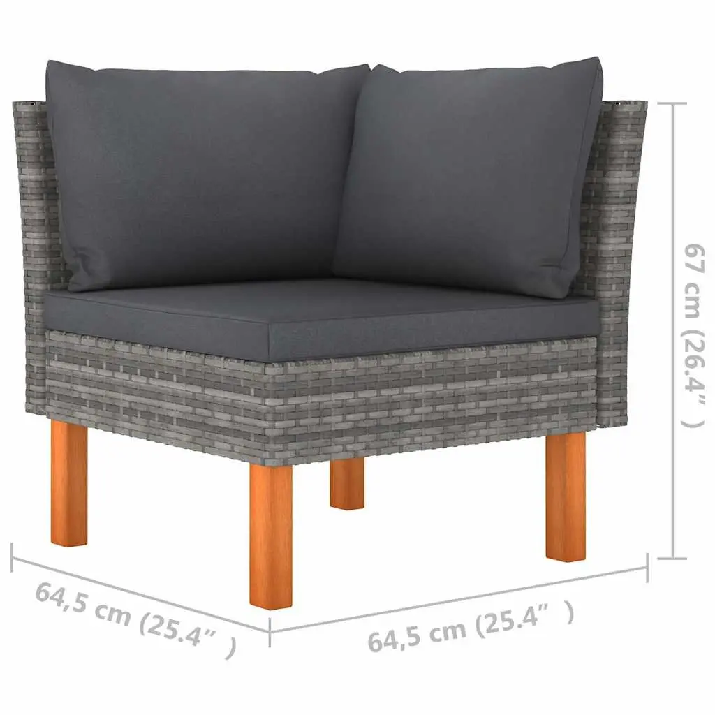 Outdoor Corner Sofa Sectional PE Rattan Powder-coated Steel Grey