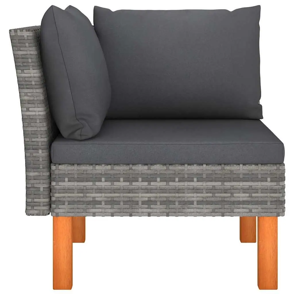 3 Piece Outdoor Garden Lounge Set Grey Sectional Sofa with Cushions Rattan