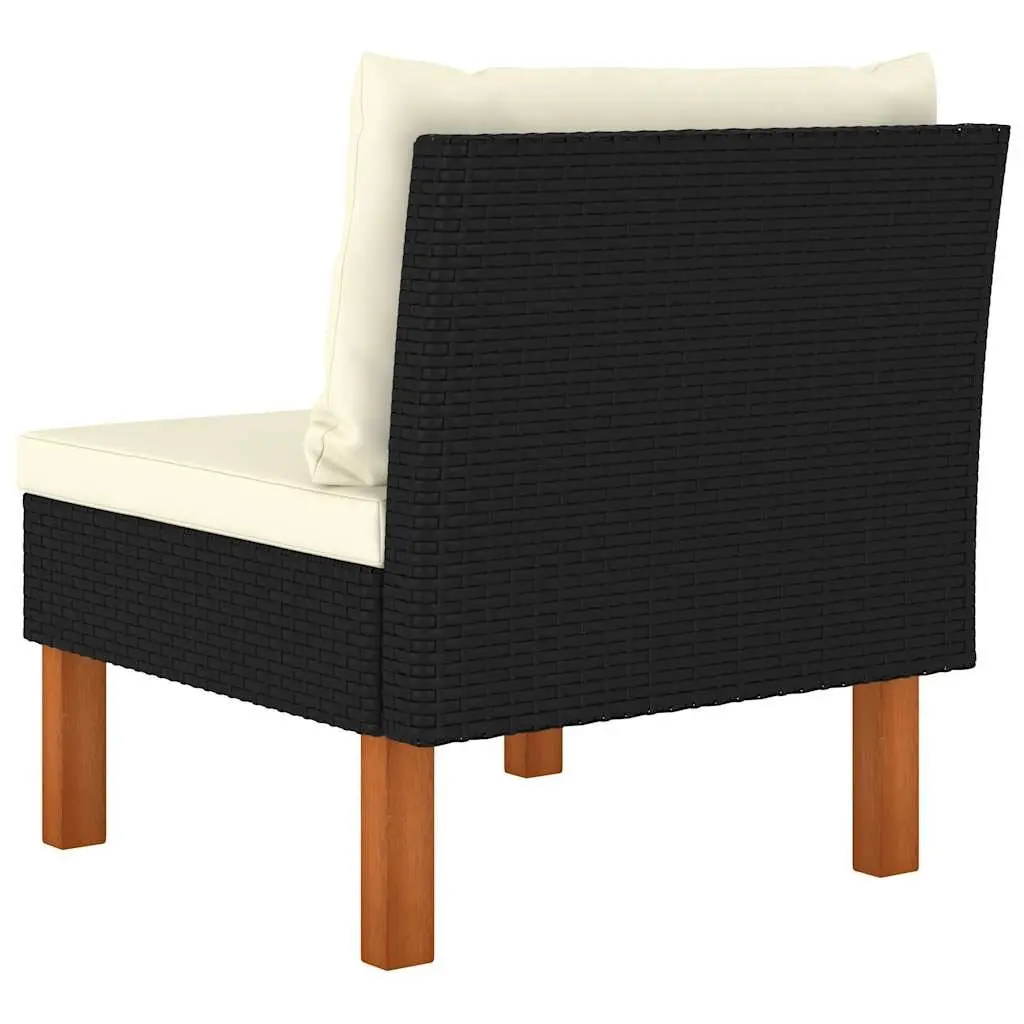 Outdoor Middle Sofas 2 Piece Rattan Sectional Seating Set Black Garden Furniture