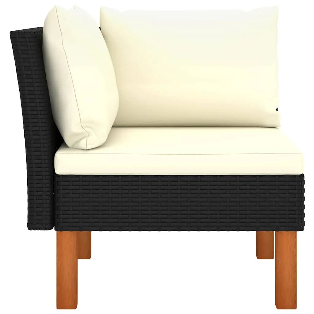 3 Piece Outdoor Garden Lounge Set PE Rattan Steel Frame Eucalyptus Wood Patio