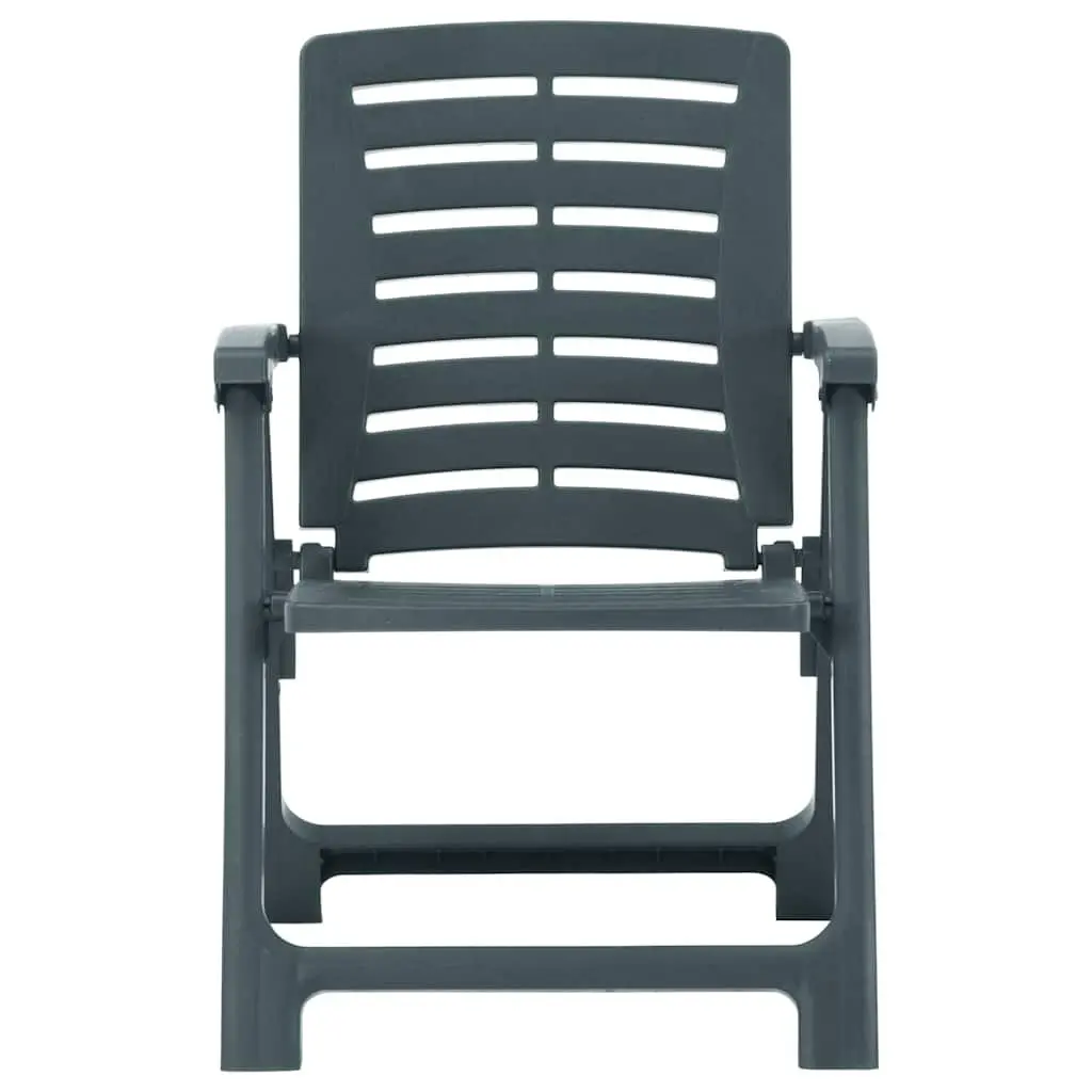 Plastic Outdoor Chairs Green 2 Piece Set for Garden and Patio