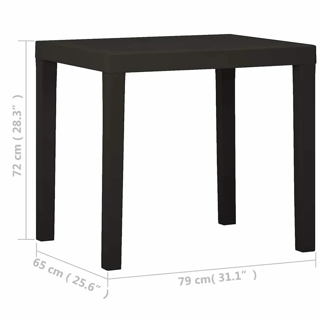 Garden Table Plastic Weather Resistant Anthracite 79 x 65 x 72 cm
