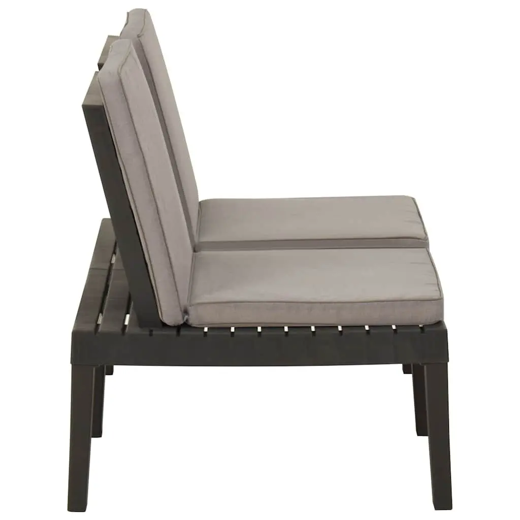 2 Piece Grey Plastic Garden Lounge Set with Cushions and Table