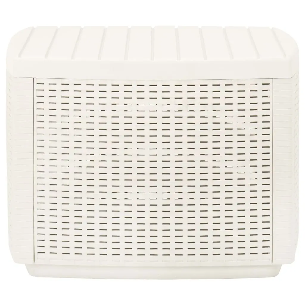Outdoor Coffee Table Lightweight Plastic Rattan Look White 53x53x40cm Patio Furniture