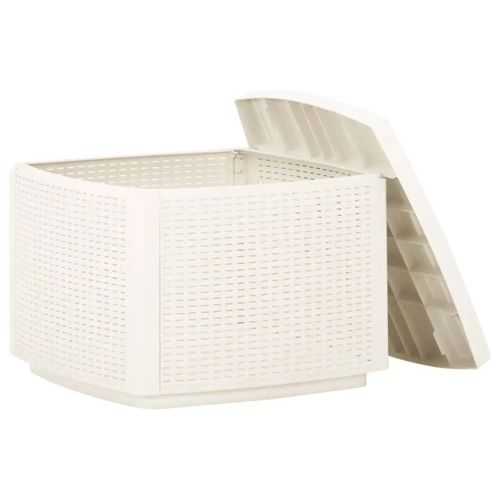 Outdoor Coffee Table Lightweight Plastic Rattan Look White 53x53x40cm Patio Furniture