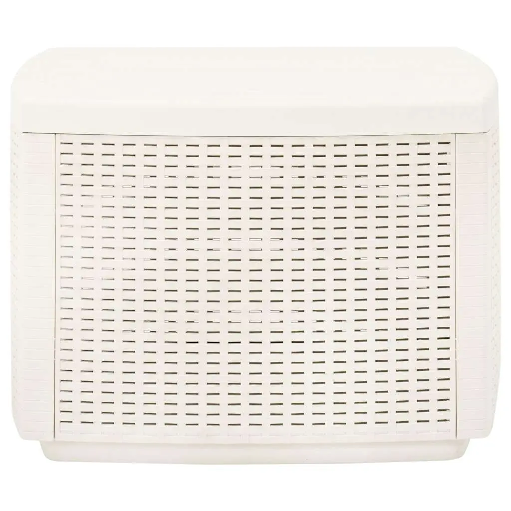 Outdoor Coffee Table Lightweight Plastic Rattan Look White 53x53x40cm Patio Furniture