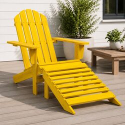 Functional Yellow Adirondack Chair with Ottoman for Relaxation