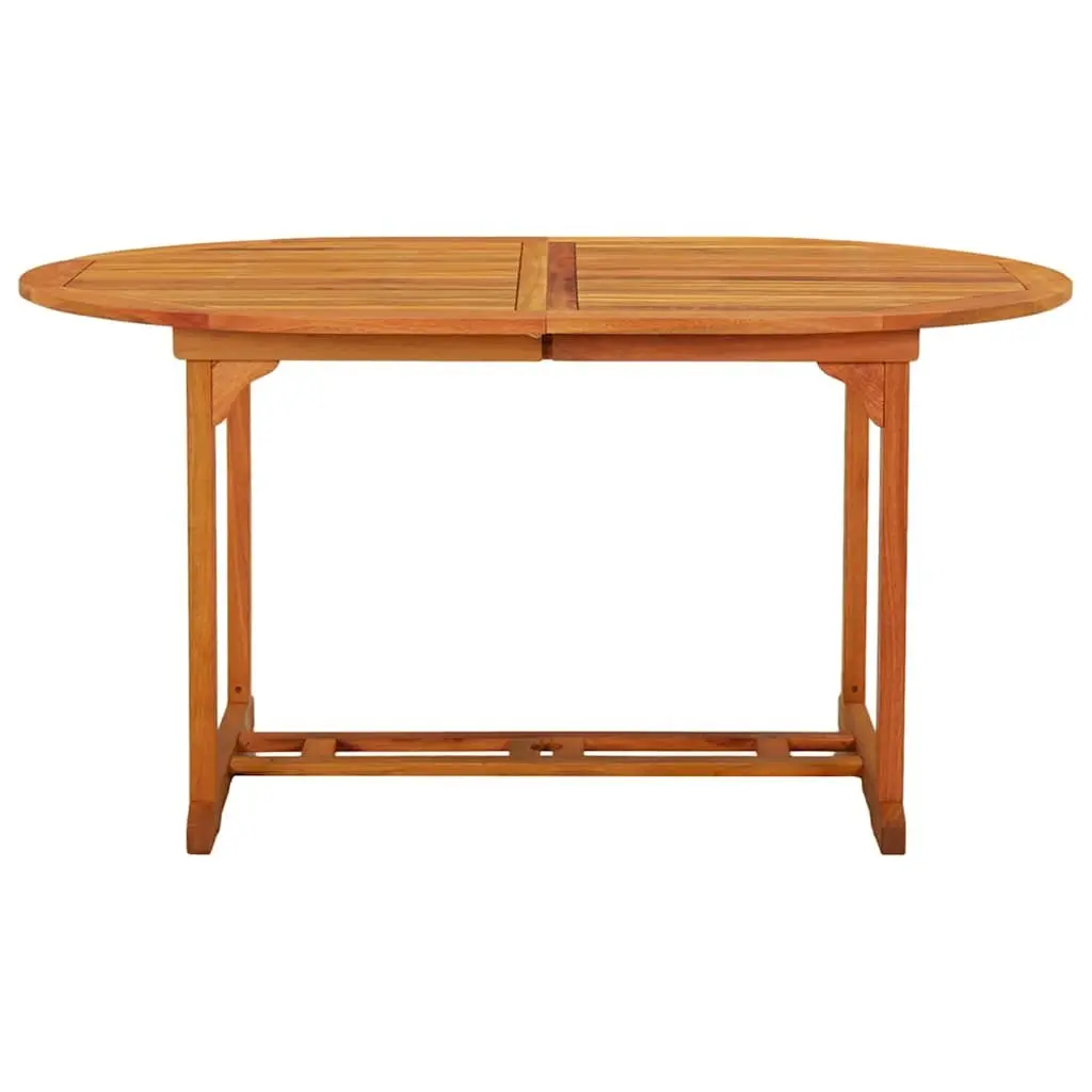 Extendable Solid Eucalyptus Wood Garden Table Outdoor Dining Patio Furniture Brown 200 x 100 x 75 cm