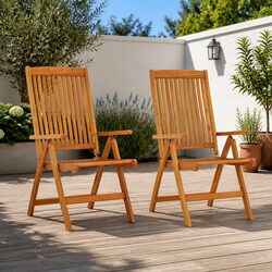 Folding Garden Chairs 2 pcs Solid Wood Eucalyptus Outdoor Seating Brown