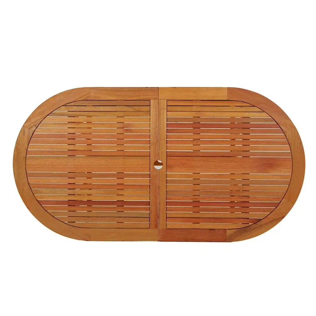 Eucalyptus Wood Outdoor Dining Table Brown 160x85x75cm Solid Construction Garden Furniture