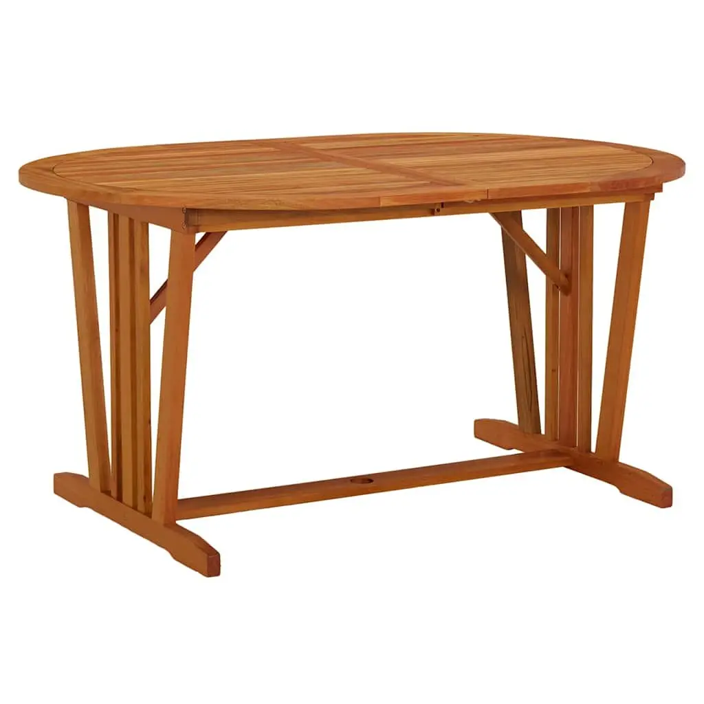 Extendable Solid Eucalyptus Wood Garden Table 200x100cm Brown Outdoor Dining Patio Furniture