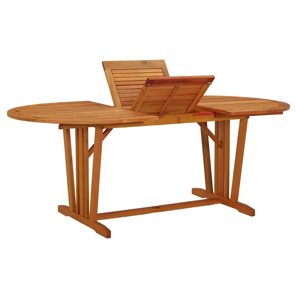Extendable Solid Eucalyptus Wood Garden Table 200x100cm Brown Outdoor Dining Patio Furniture
