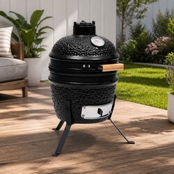 Versatile 56cm Black Kamado Grill for Outdoor Cooking