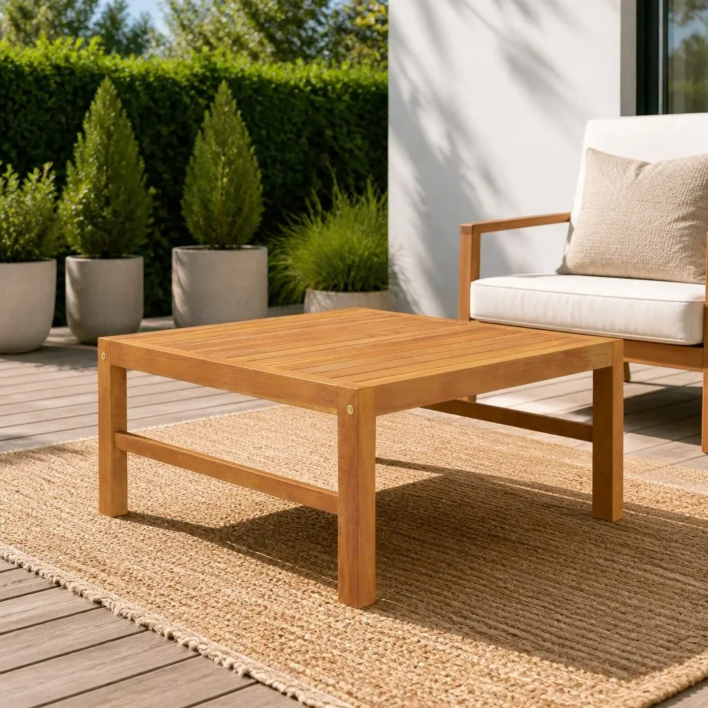 Garden Table 63x63x30 cm Outdoor Furniture Teak Wood Brown Patio Dining