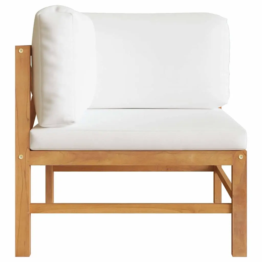 Outdoor Lounge Set Teak Hardwood Frame Garden Seating Cream Cushions 2 Piece