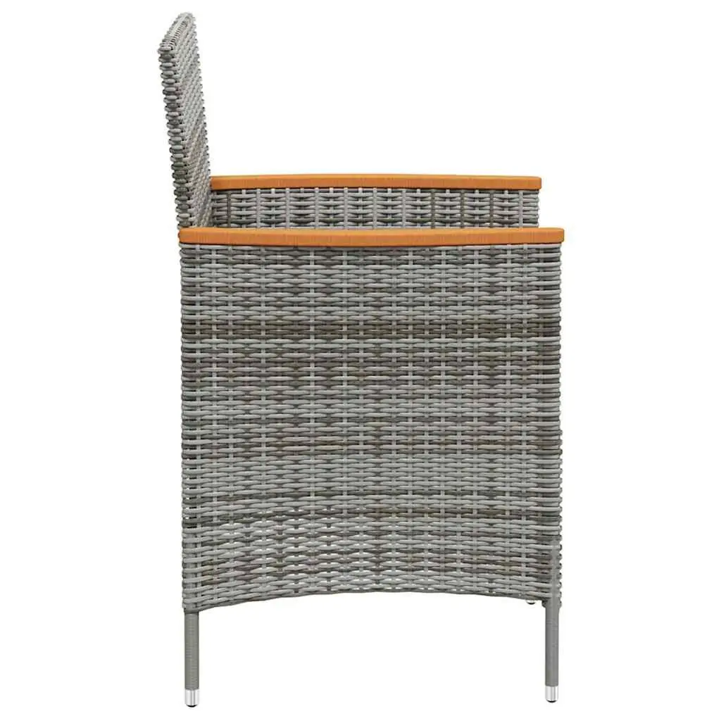 Outdoor Dining Chairs Poly Rattan Grey 2 pcs Patio Seating with Cushion