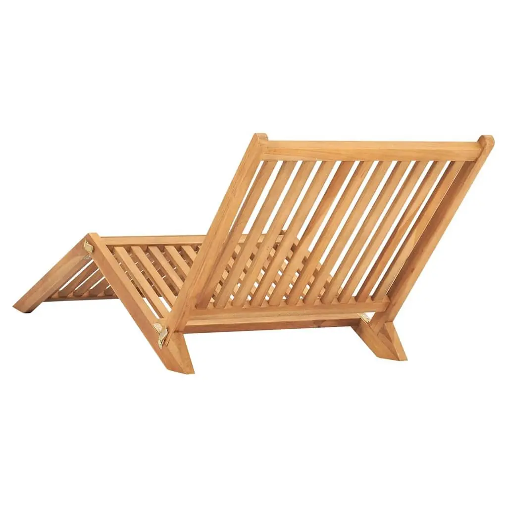 Folding Lounge Chair Teak Hardwood Outdoor Brown Garden Patio Sun Lounger