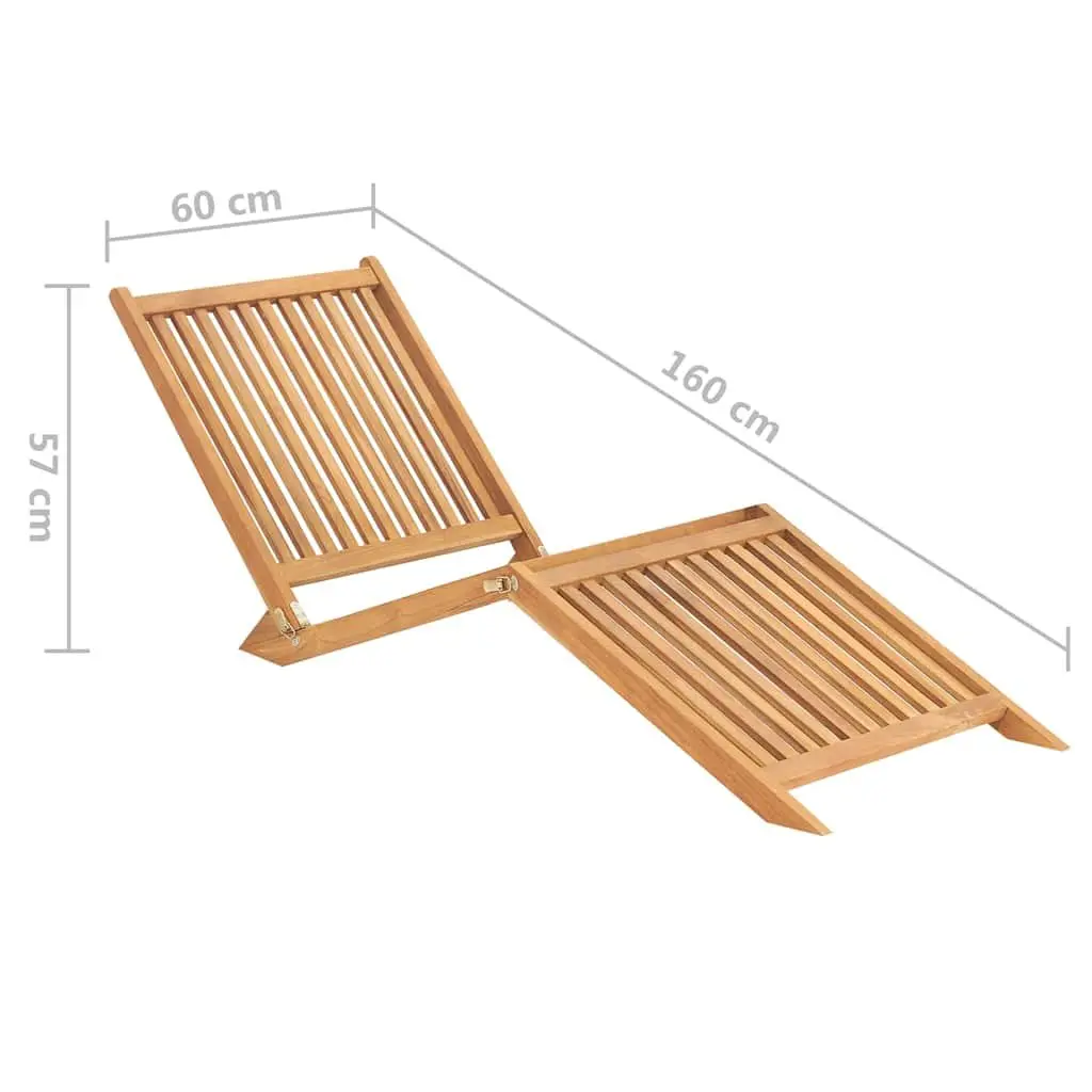Folding Lounge Chair Teak Hardwood Outdoor Brown Garden Patio Sun Lounger