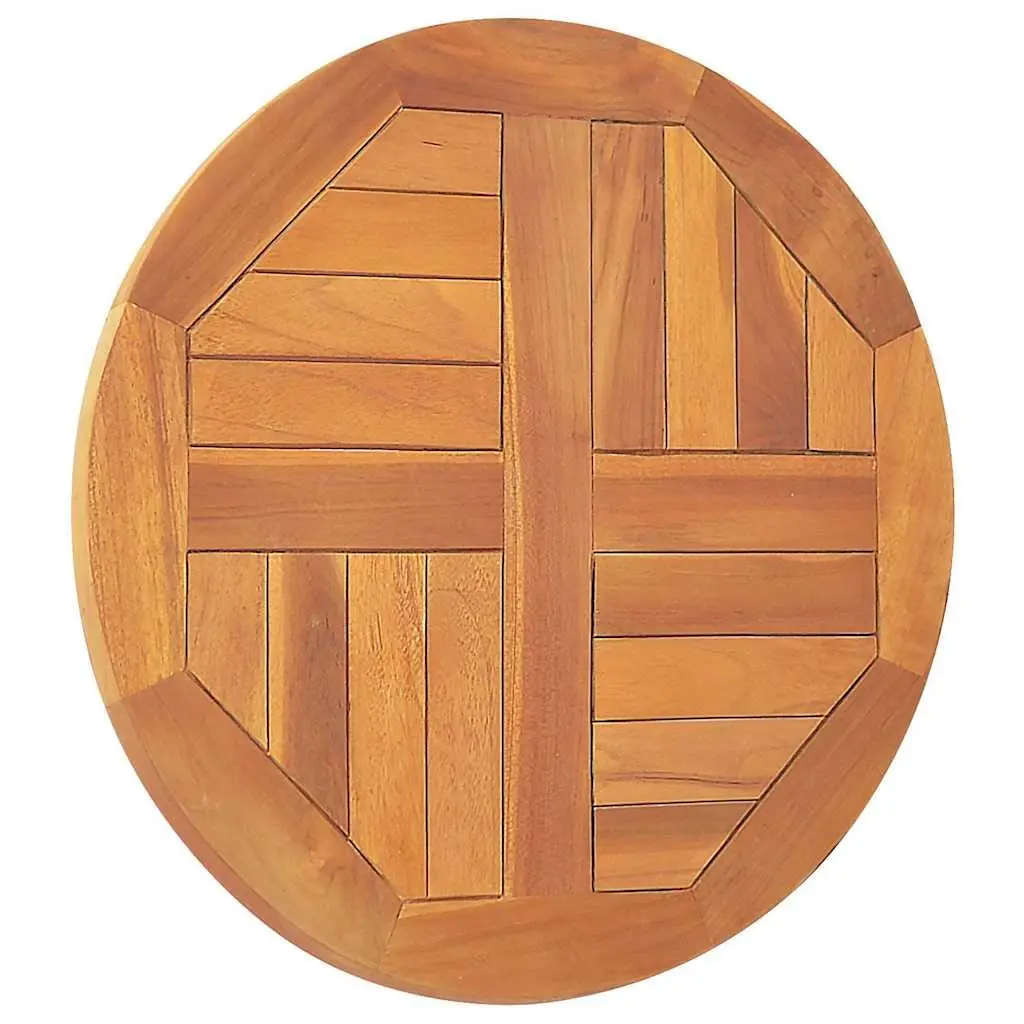 Round Teak Wood Table Top 50cm Diameter Brown Durable Furniture