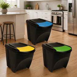 Practical Stackable Rubbish Bins Set, 3 x 75 L, Anthracite