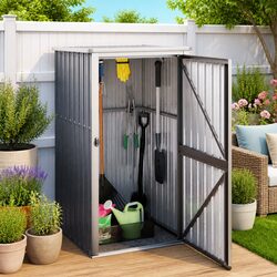 Functional Grey Garden Tool Shed for Practical Storage