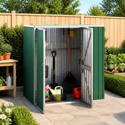 Green Garden Tool Shed Outdoor Storage Galvanised Steel Frame 161x89x161 cm