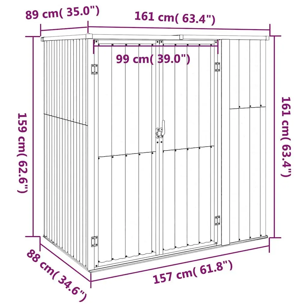 Garden Tool Shed Galvanised Steel Grey 161x89x161cm