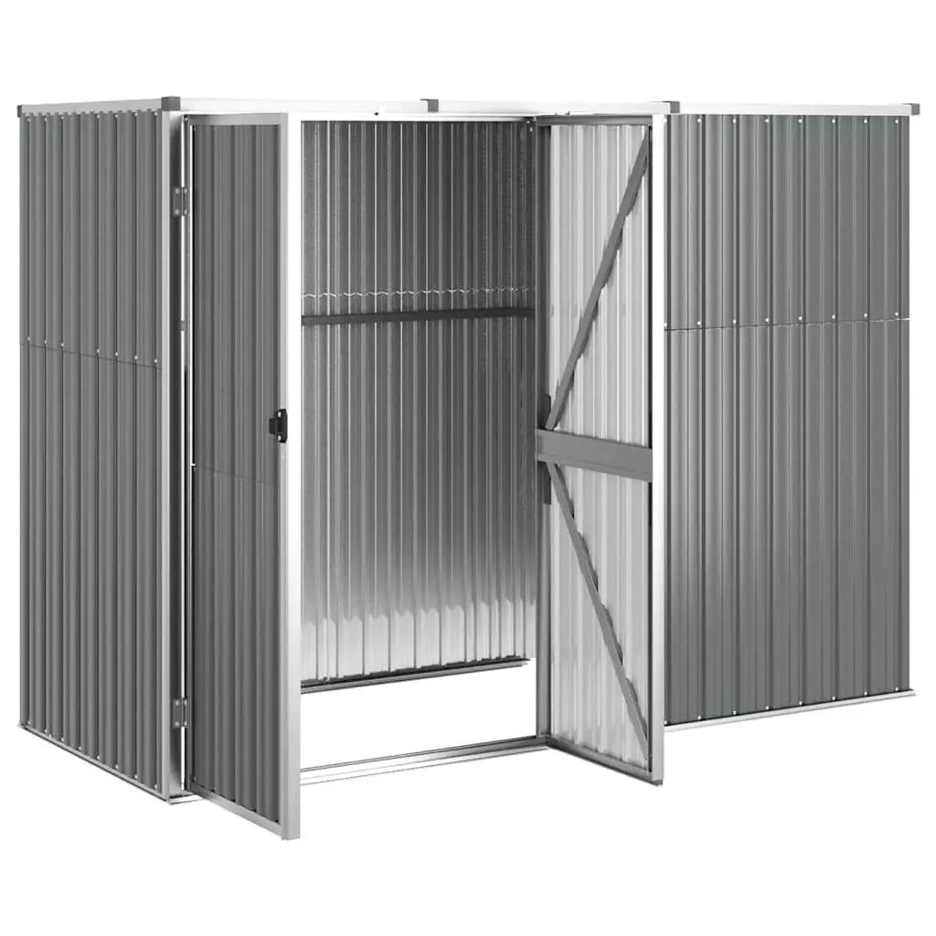 Garden Shed Galvanised Steel Frame Outdoor Storage Grey 161cm Height 225cm Width 89cm Depth