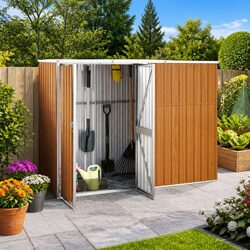 Practical Brown Garden Tool Shed for Your Outdoors