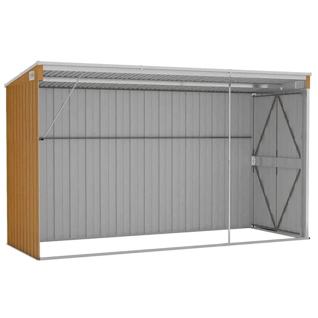 Garden Shed Galvanised Steel Brown 118x288x178cm Wall-mounted Outdoor Storage