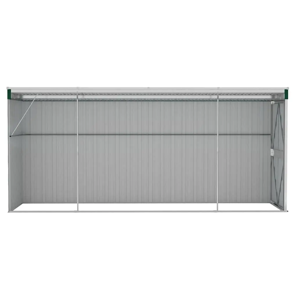 Wall-Mounted Garden Shed Galvanised Steel 118x382x178cm Green Outdoor