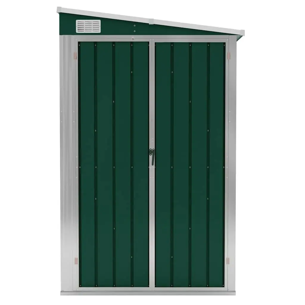 Wall-Mounted Garden Shed Galvanised Steel 118x382x178cm Green Outdoor