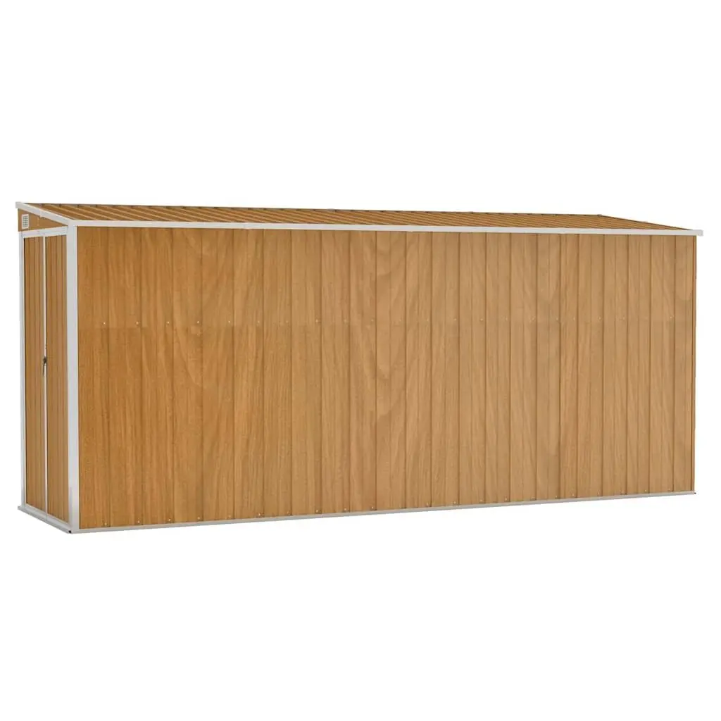 Brown Galvanised Steel Wall-mounted Garden Shed Outdoor Storage Double Door 118x382x178cm