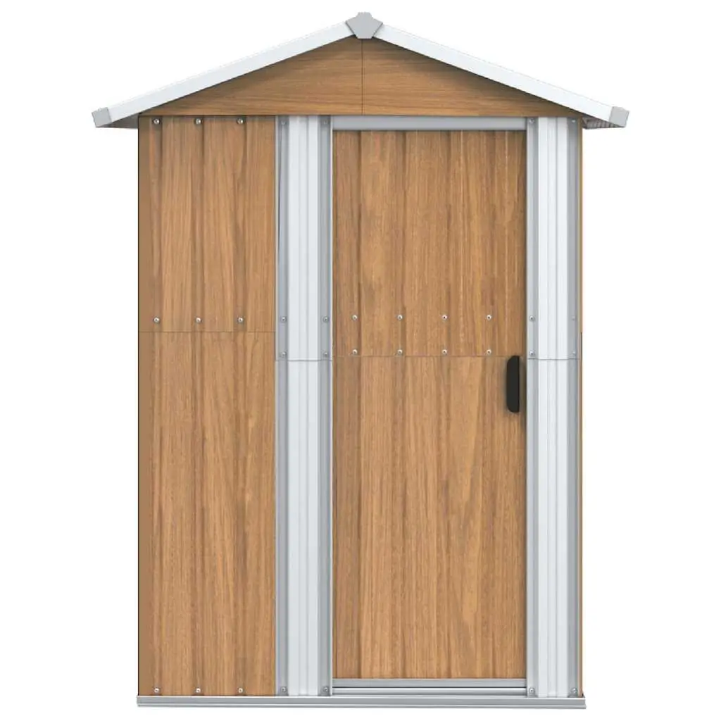 Garden Shed Galvanised Steel 126 x 97.5 x 177 cm Brown Outdoor Storage Tool House