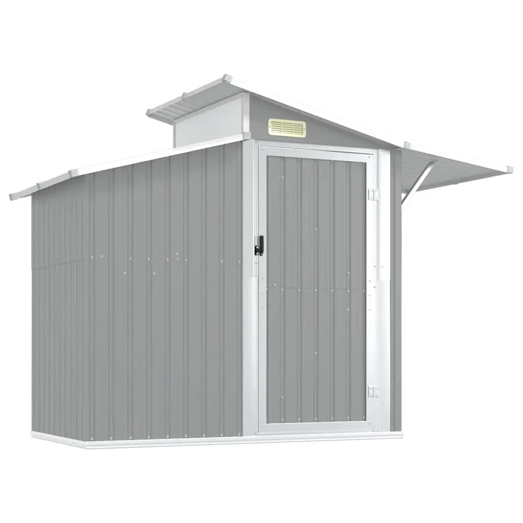 Garden Shed 270x130x208.5cm Galvanised Steel Outdoor Storage Grey Tool House