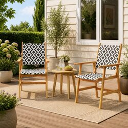 Outdoor Garden Chairs Set 2 pcs Solid Acacia Wood Brown Patio Seating