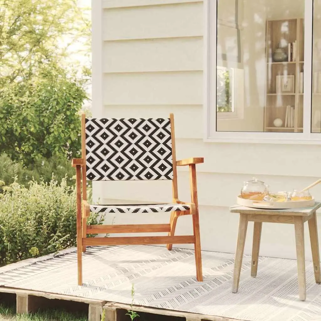 Garden Chairs Acacia Wood Poly Rattan Backrest Set 2 Pieces Brown