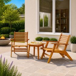 Outdoor Garden Chairs 2 pcs Solid Wood Acacia Brown Patio Lounge Seating
