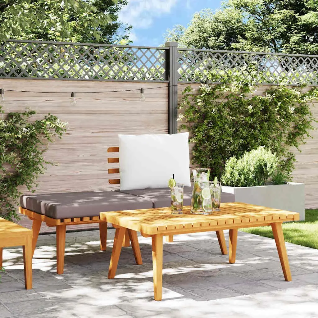 3 Piece Outdoor Lounge Set Grey Cushions Solid Wood Patio Sectional Sofa Garden
