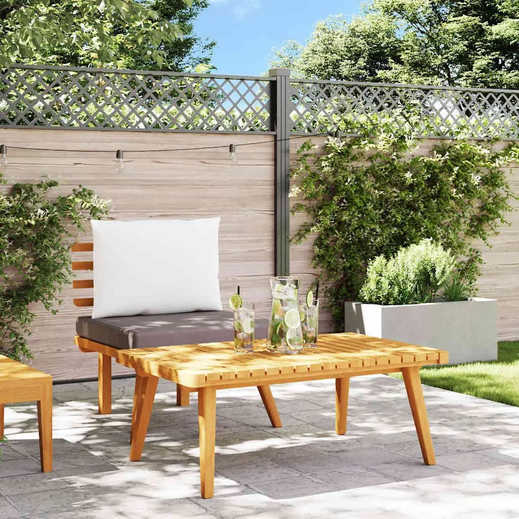 2 Piece Outdoor Garden Lounge Set Solid Wood Grey Cushions