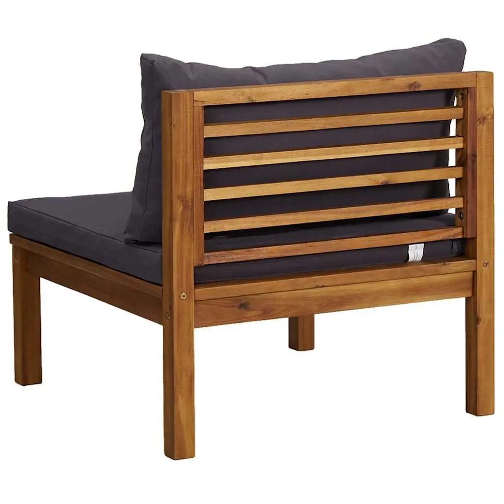 3 Piece Outdoor Garden Lounge Set Acacia Wood Sofa with Grey Cushions Coffee