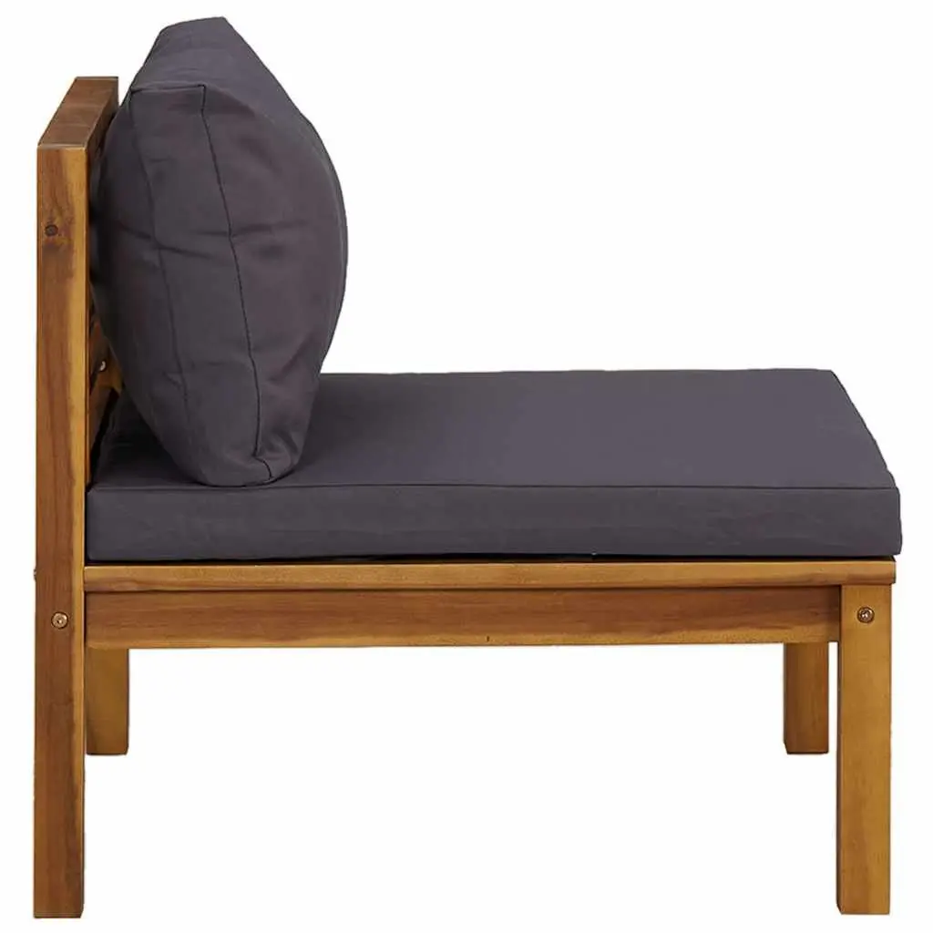 3 Piece Outdoor Garden Lounge Set Acacia Wood Sofa with Grey Cushions Coffee