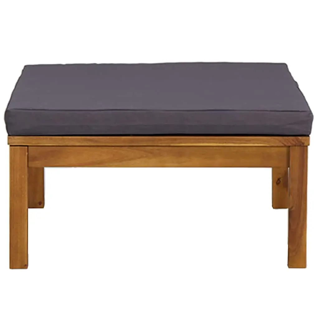 Modular Footrest Solid Acacia Wood with Grey Cushion for Outdoor Garden Lounge