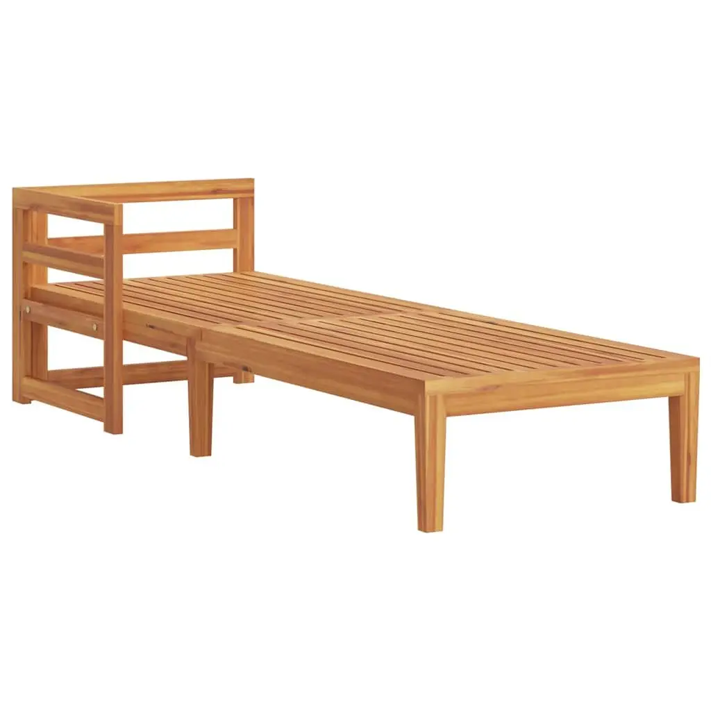 Outdoor Sun Lounger Wooden Garden Sunbed Armrest Leisure Lounging Furniture