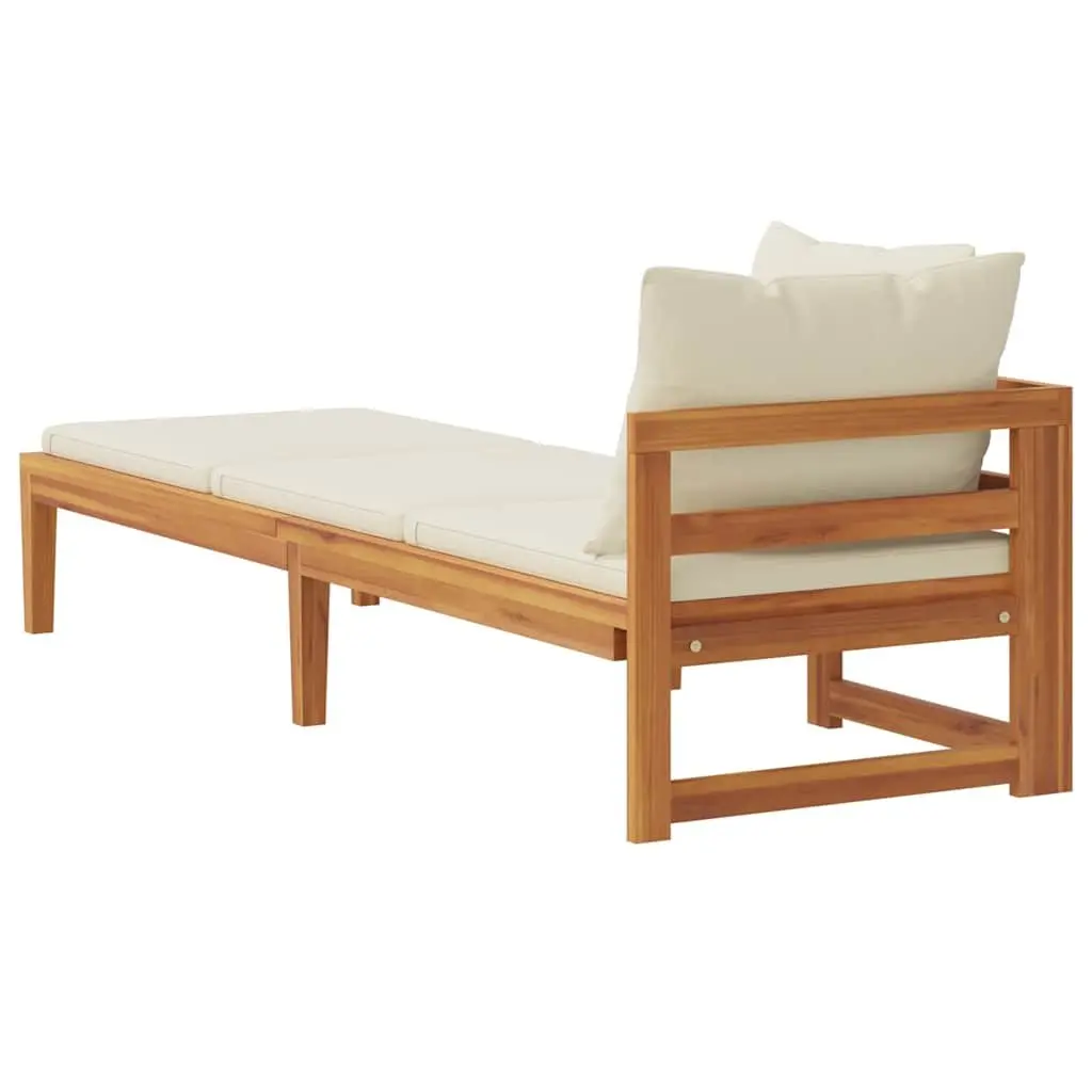 Outdoor Sun Lounger Wooden Garden Sunbed Armrest Leisure Lounging Furniture