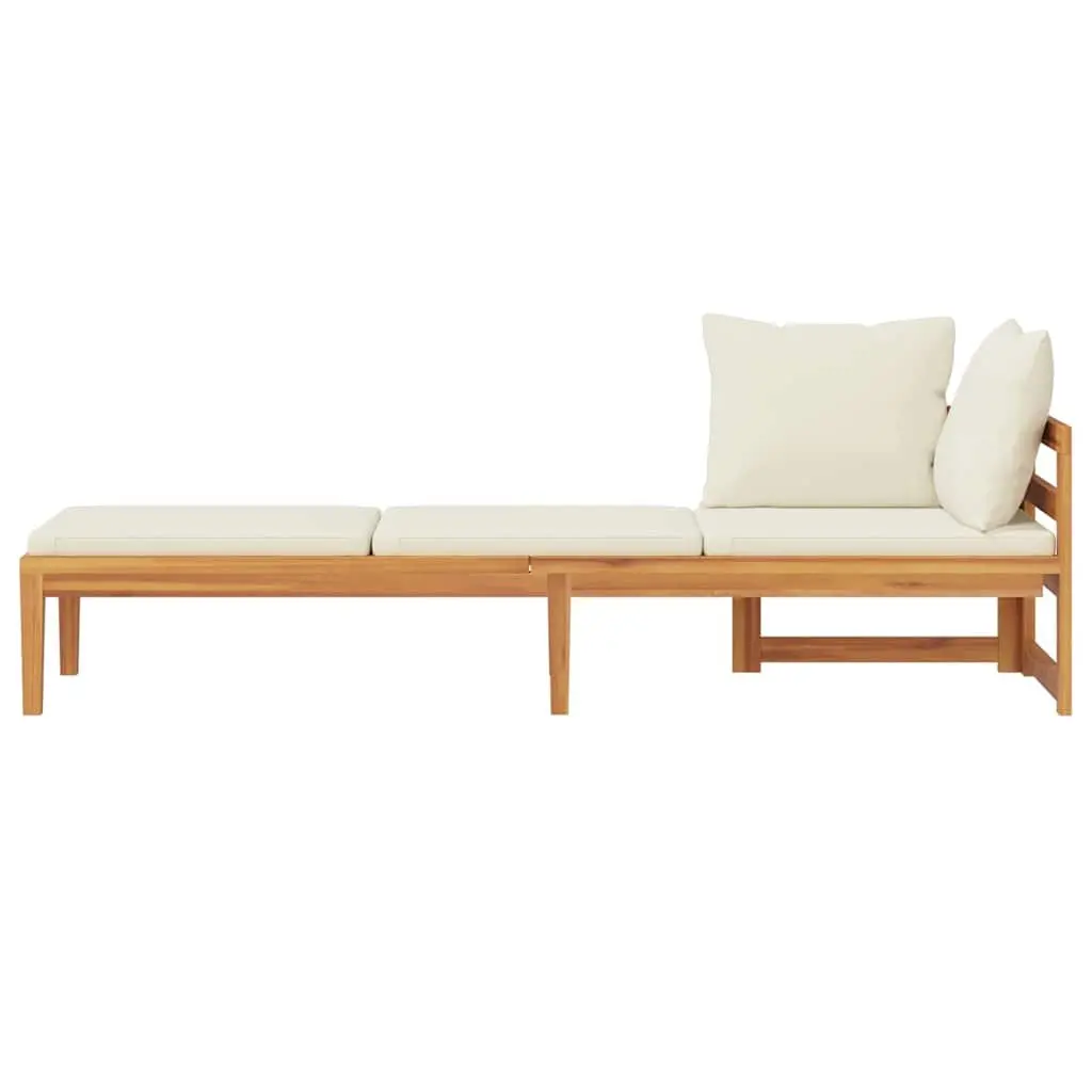 Outdoor Sun Lounger Wooden Garden Sunbed Armrest Leisure Lounging Furniture