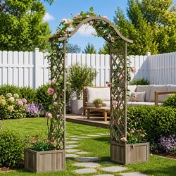 Functional Grey Garden Pergola with Planters for Home