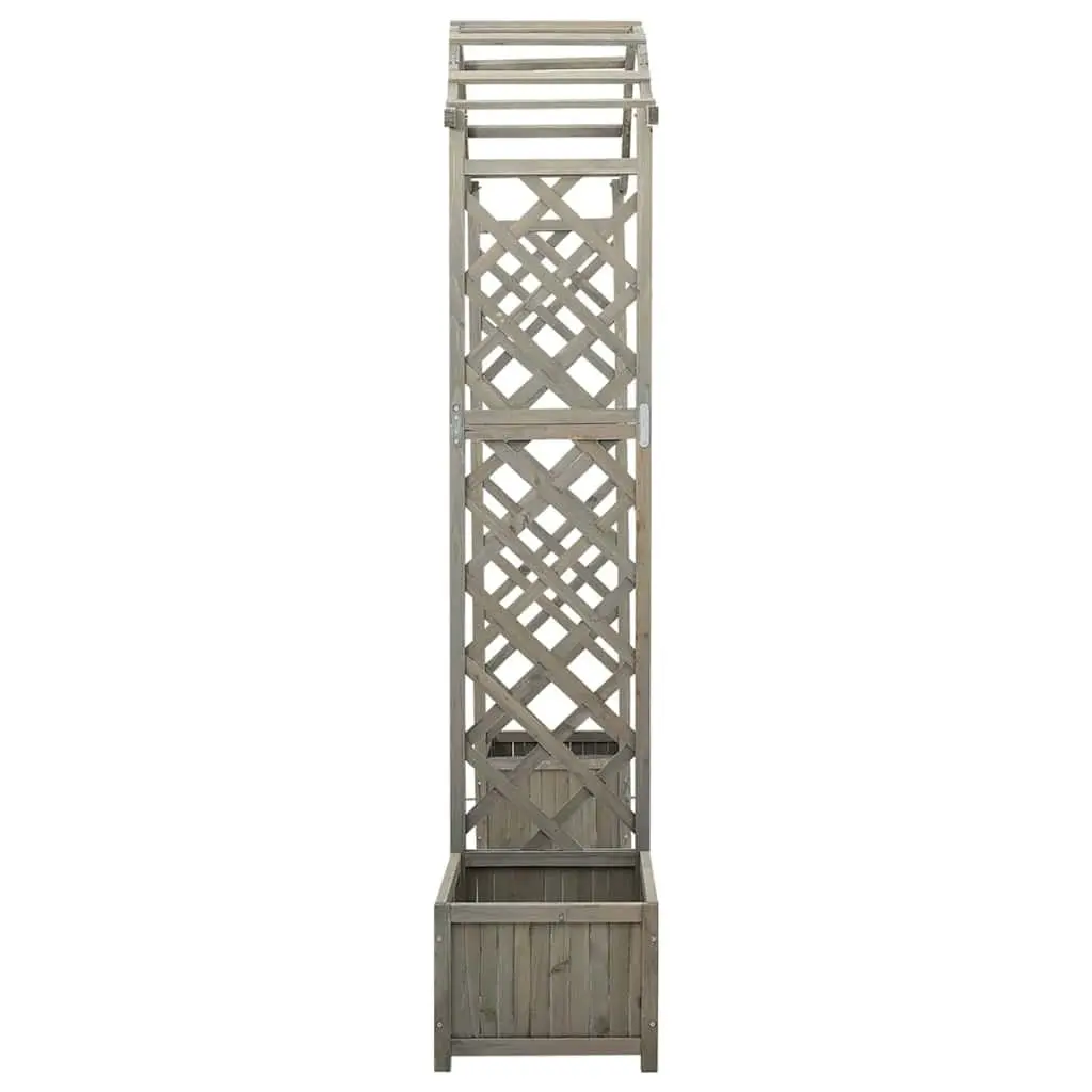 Garden Pergola Solid Firwood Grey with Planters Outdoor Arch Trellis