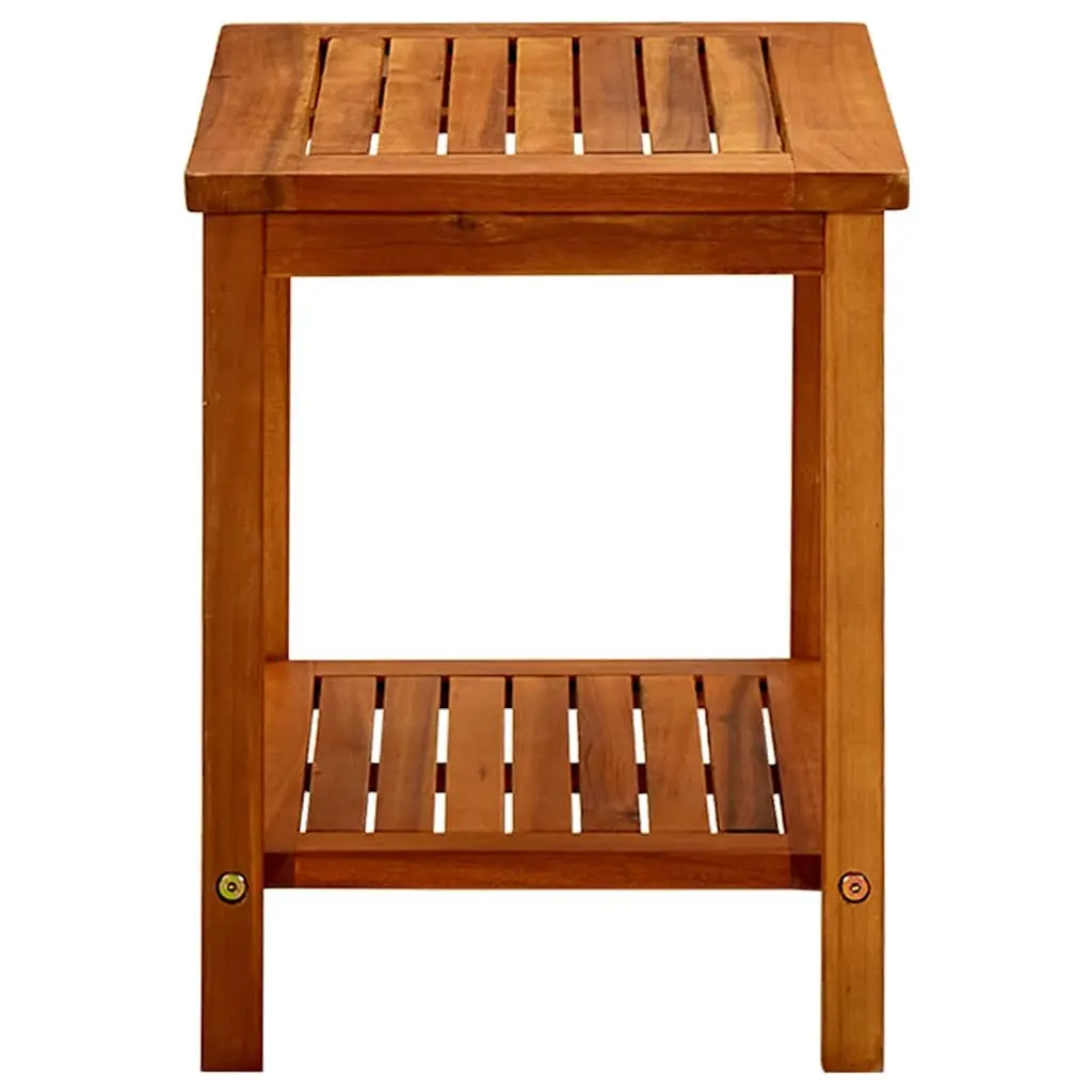Coffee Table Brown Solid Acacia Wood Slatted Top with Storage Shelf 50x35x45cm